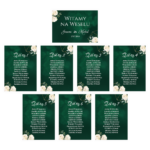 Karty A4 z usadzeniem gości – 7wzorów – 8szt