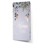 Menu Weselne DL złocone liście zielone Elza7