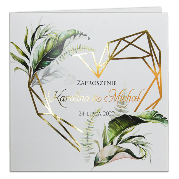 złocone zaproszenia ślubne