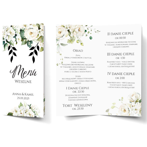 Menu weselne złocone