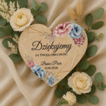 magnesy z podziękowaniem dla gości drewniane