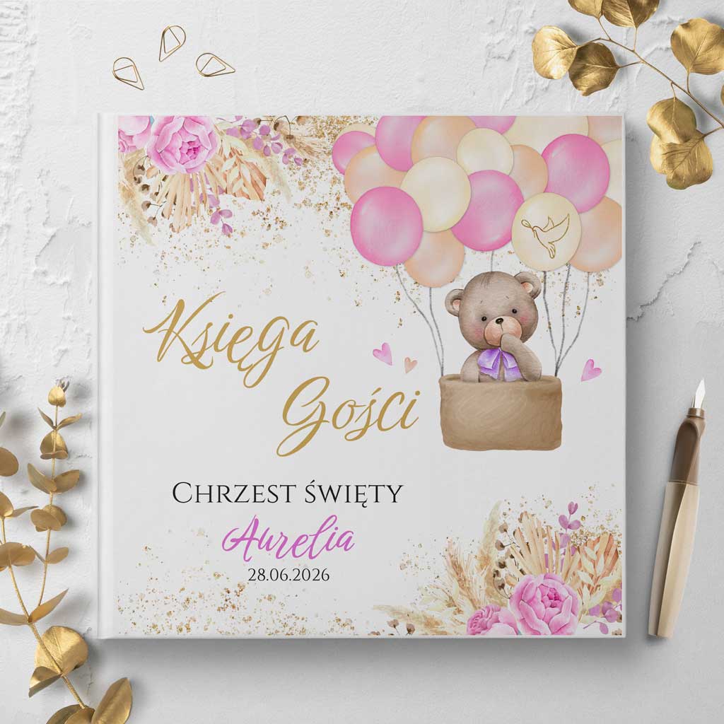 księgi gości na chrzest miś