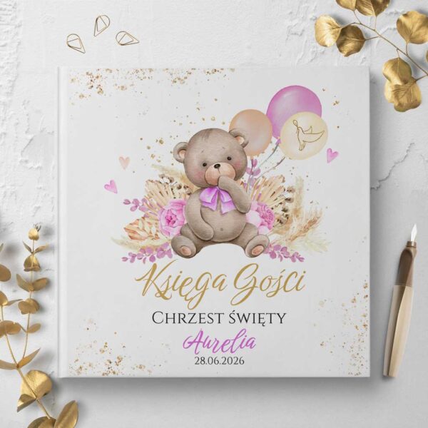 księgi gości na chrzest miś