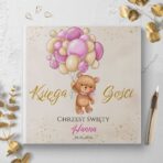 Księga Chrzest- różowe misie