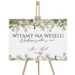 Tablica powitalna białe zielone kwiaty