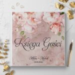 Księga gości różowe kwiaty