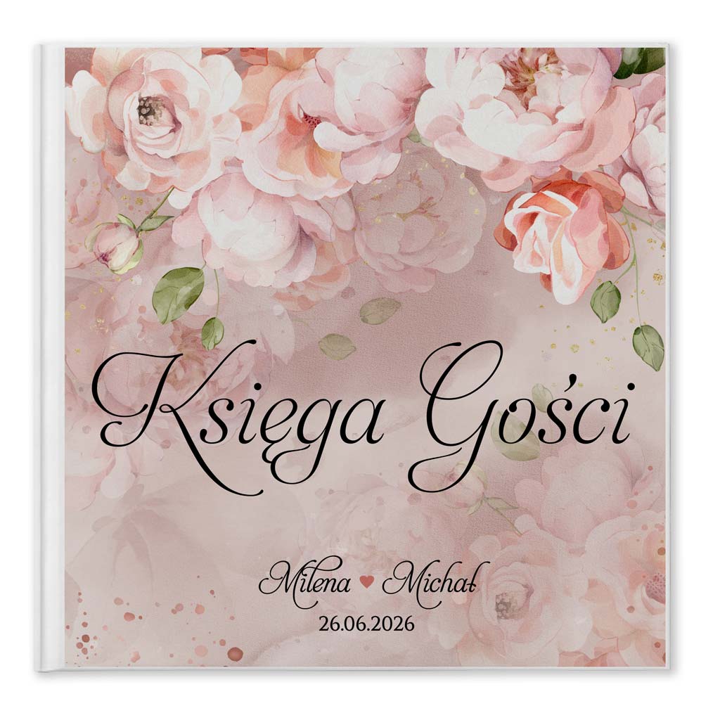 Księga gości różowe kwiaty