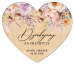 magnesy z podziękowaniem dla gości drewniane