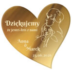 Magnesy lustrzane grawerowane w kształcie serca wesele ślub